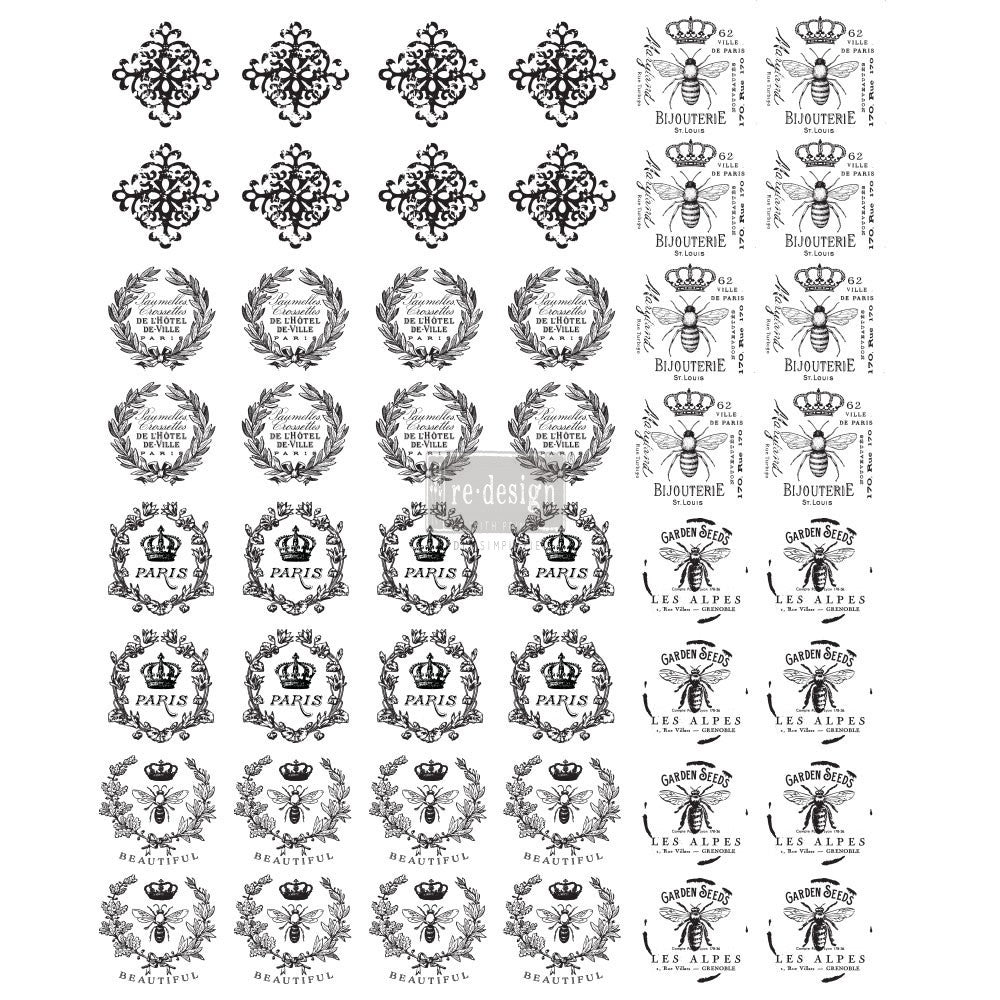 Parisienne Knob Transfer - 8.5" x 10.5", 1 sheet