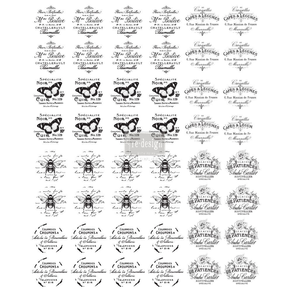 French Maison Knob Transfer - 8.5" x 10.5", 1 sheet