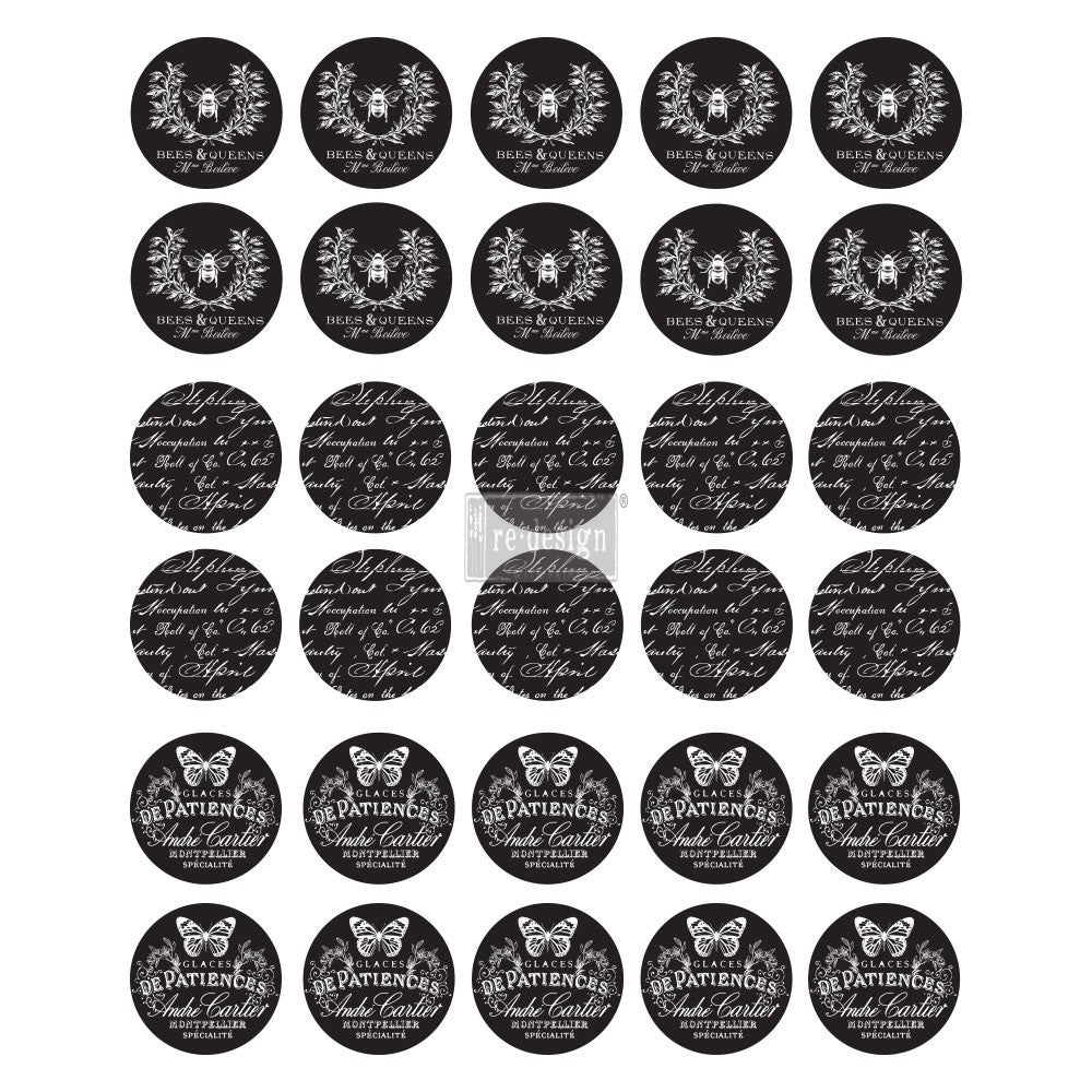 Cursive Letters Knob Transfer - 8.5" x 10.5", 1 sheet