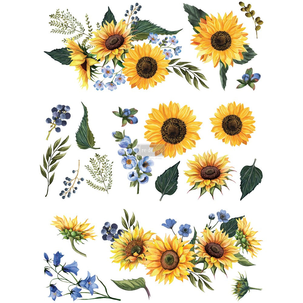 Sunflower Fields Transfer - 22" x 30", 3 sheets