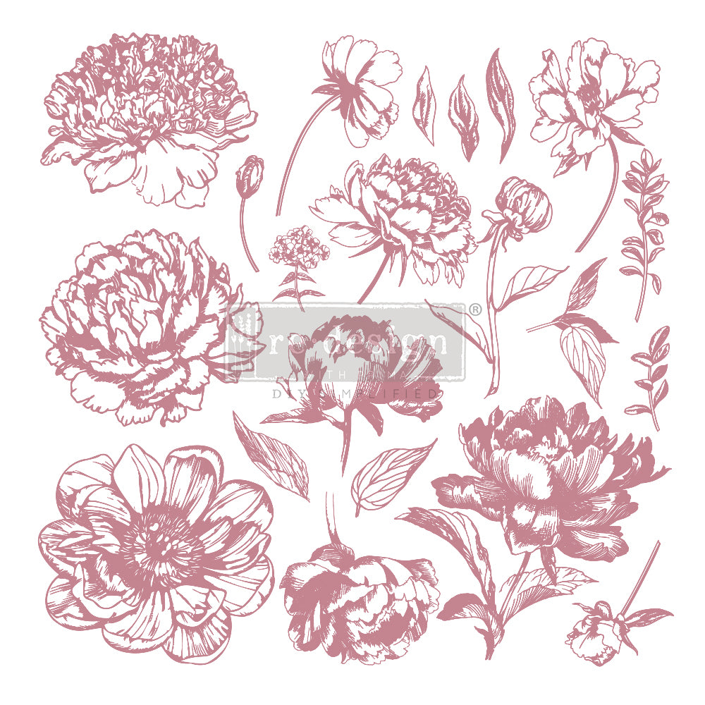 Linear Floral Stamp - 12"x12" Clear Cling
