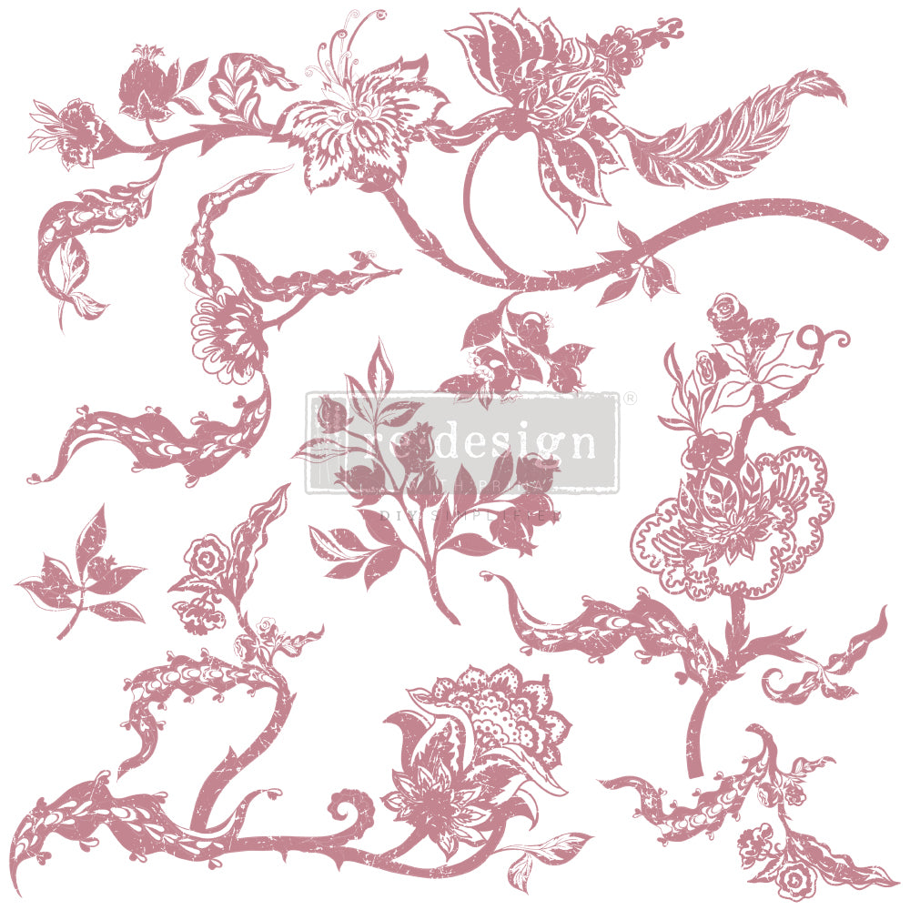 Distressed Floral Prints Stamp - 12"x12" (7 pieces)