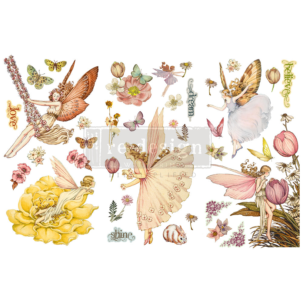 Fairy Flowers - Small Transfer - 6" x 12", 3 sheets