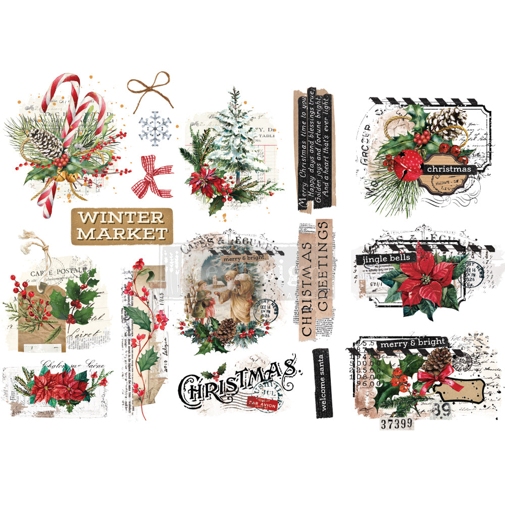 Xmas Tag - Small Transfer - 6" x 12", 3 sheets