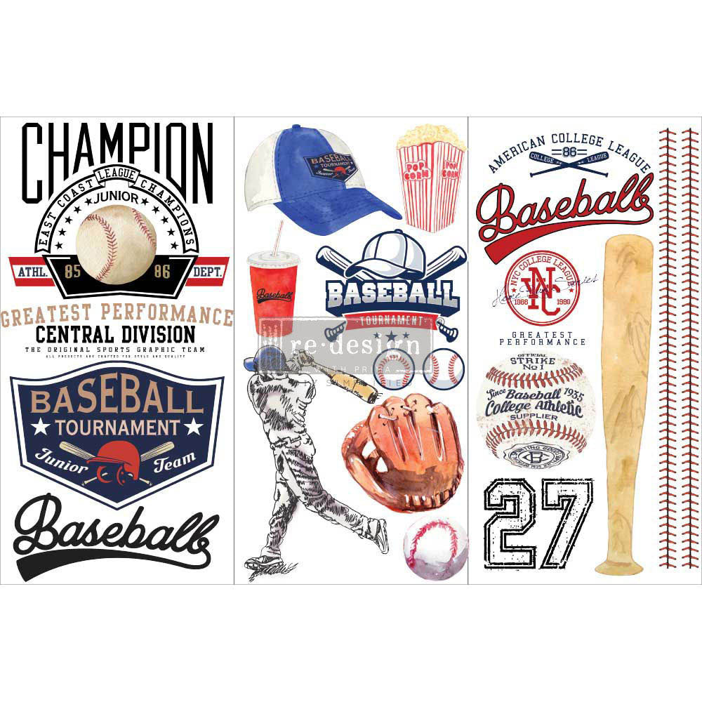 Baseball - Small Transfer - 6" x 12", 3 sheets