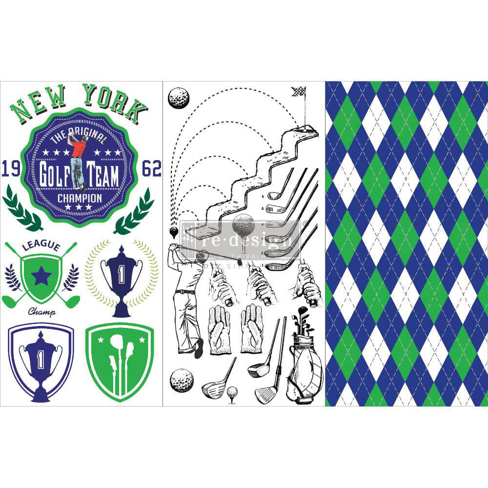 Golf Transfer - Small Transfer - 6" x 12", 3 sheets