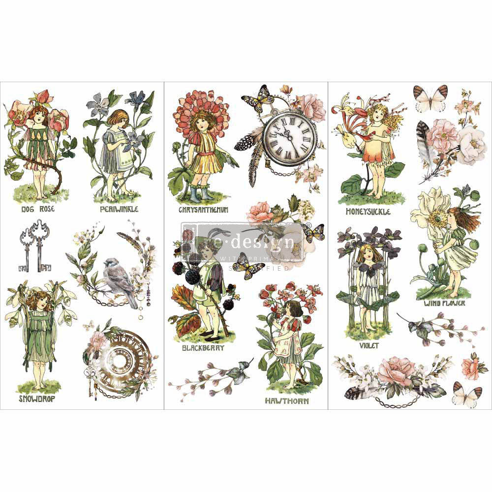Flower Children - Small Transfer - 6" x 12", 3 sheets