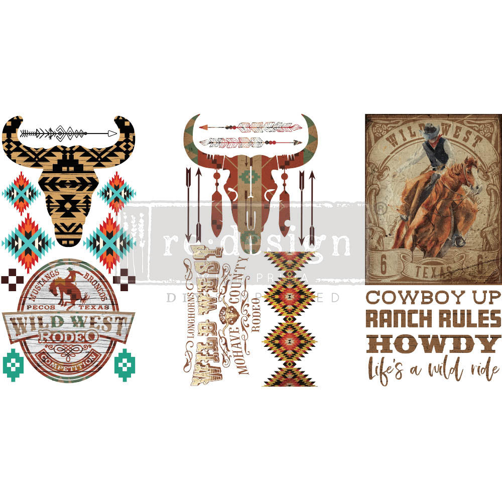 Wild West - Small Transfer - 6" x 12", 3 sheets