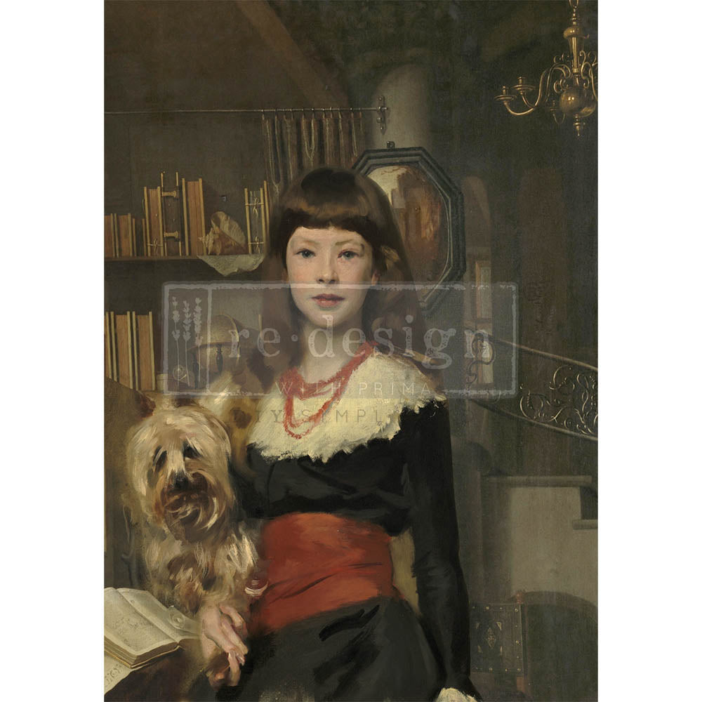 A Girl and Her Pup - A1 Rice Paper Decoupage