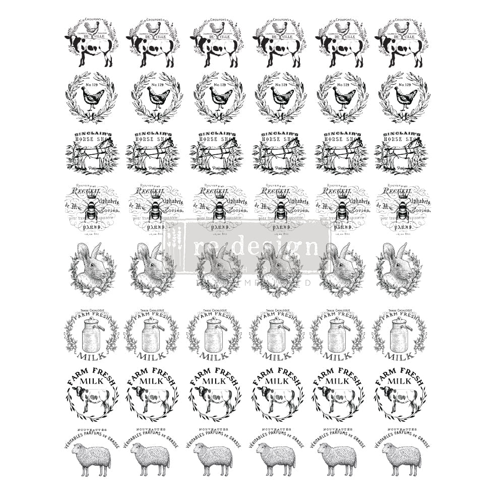 Farm Sweet Farm Knob Transfer - 8.5" x 10.5", 1 sheet