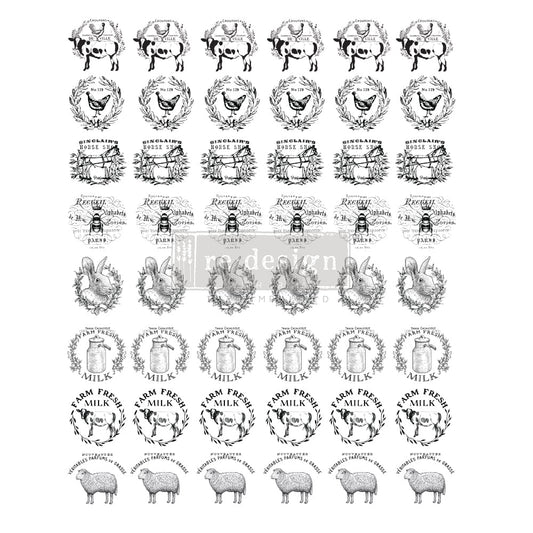 Farm Sweet Farm Knob Transfer - 8.5" x 10.5", 1 sheet