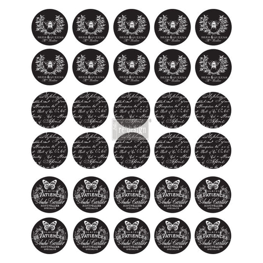 Cursive Letters Knob Transfer - 8.5" x 10.5", 1 sheet