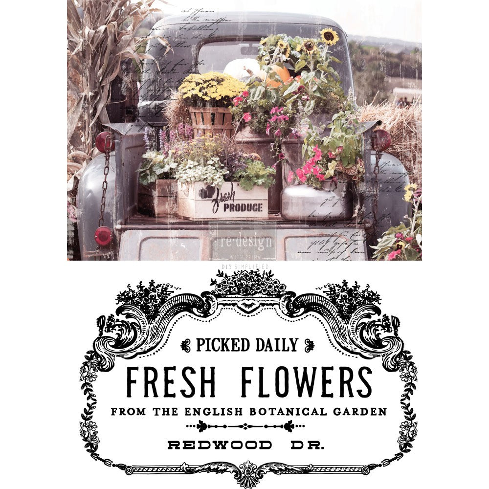 Fresh Flowers Transfer - 24" x 34"