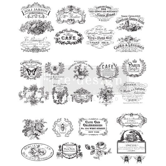 Classic Vintage Labels Transfer - 24" x 30"