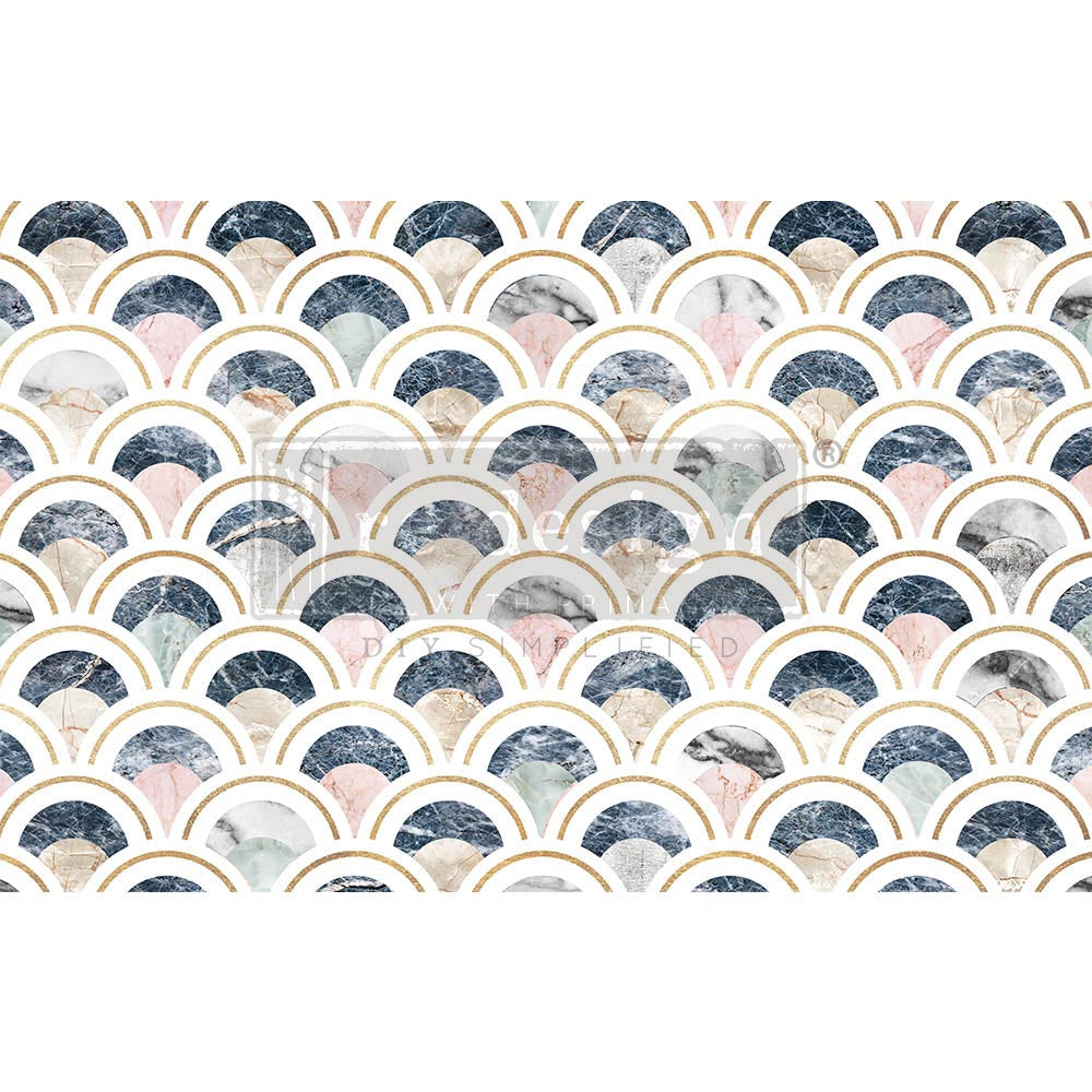 Marbled Scales - Fiber Tissue Paper Decoupage - 1 sheet