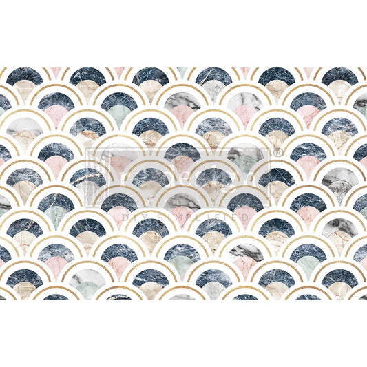 Marbled Scales - Fiber Tissue Paper Decoupage - 1 sheet
