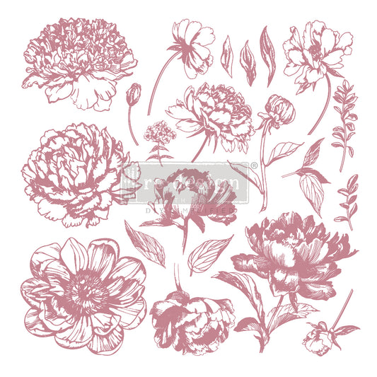 Linear Floral Stamp - 12"x12" Clear Cling