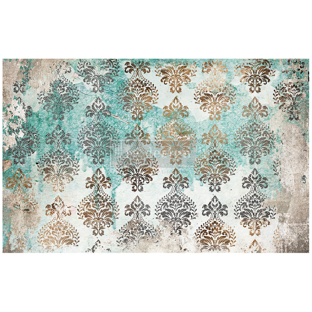 Patina Flourish - Fiber Tissue Paper Decoupage - 1 sheet
