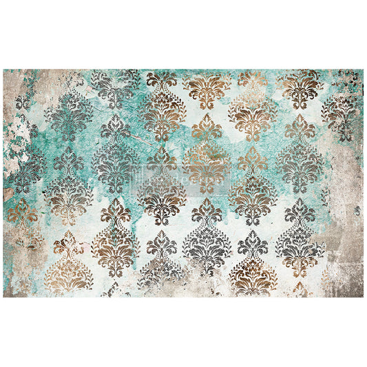 Patina Flourish - Fiber Tissue Paper Decoupage - 1 sheet