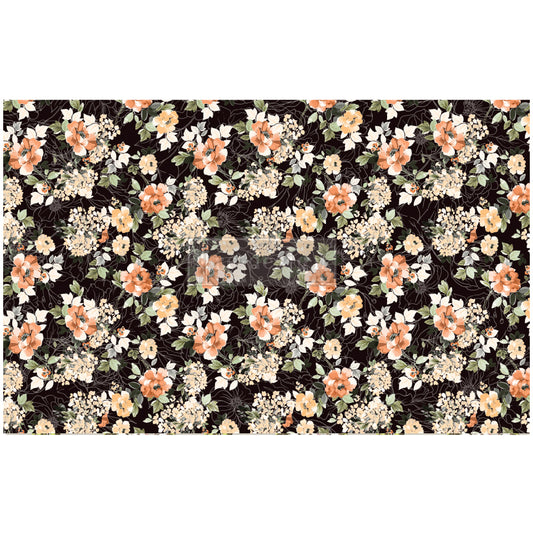 Midnight Amber - Fiber Tissue Paper Decoupage - 1 sheet