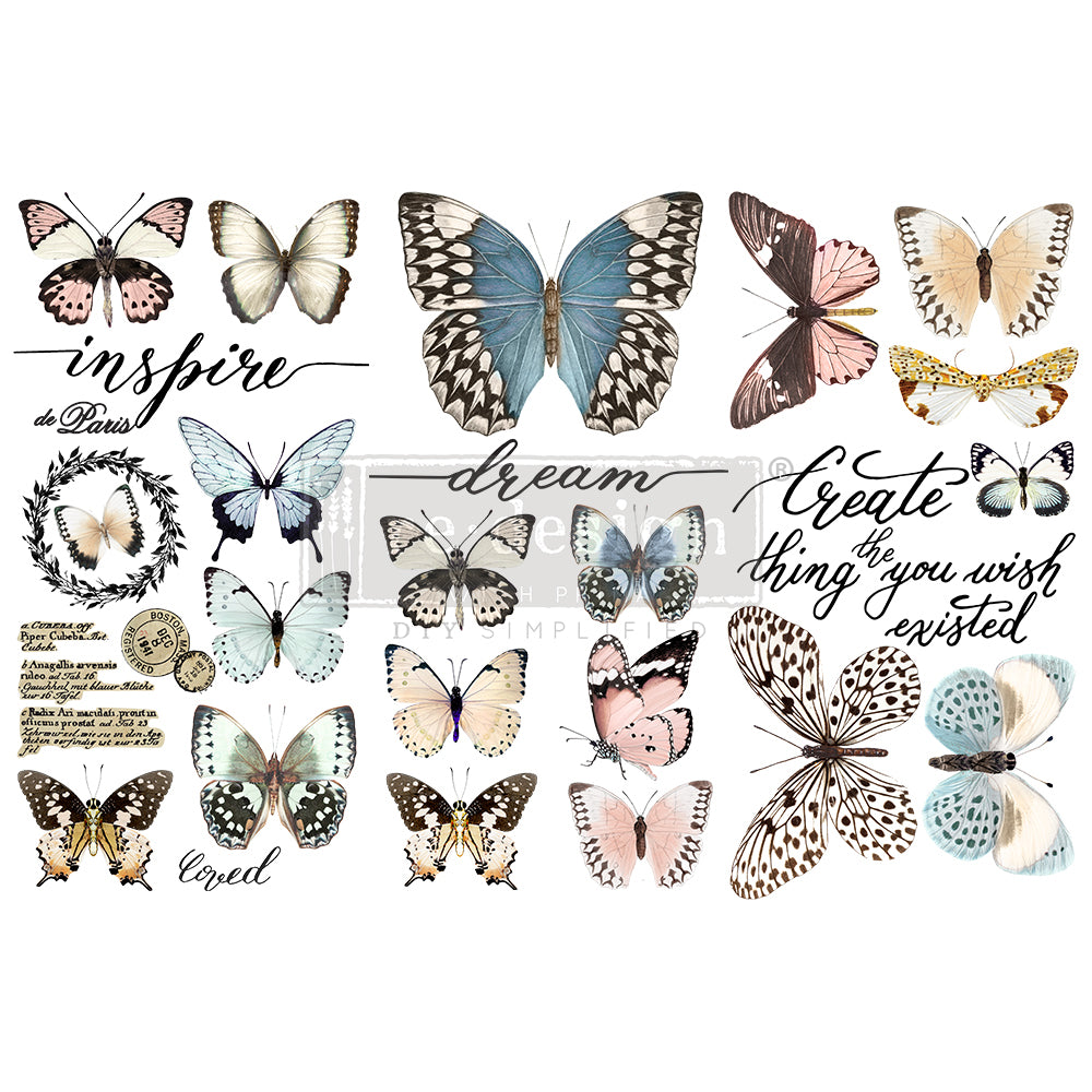 Papillon - Small Transfer - 6" x 12", 3 sheets