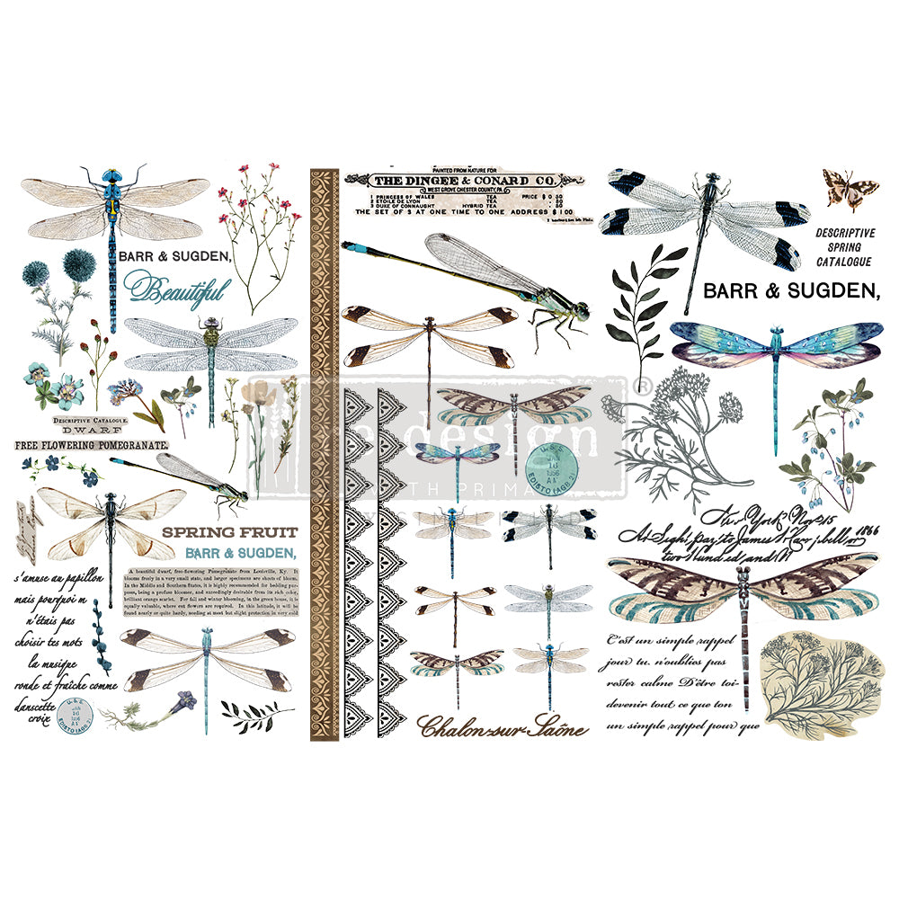 Spring Dragonfly - Small Transfer - 6" x 12", 3 sheets