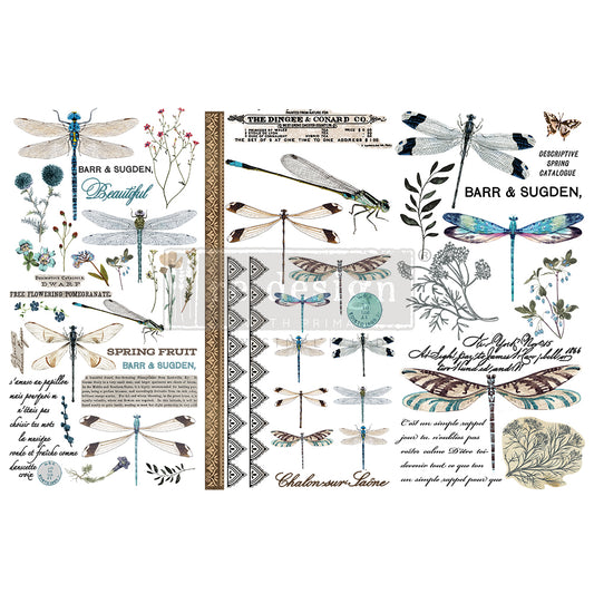 Spring Dragonfly - Small Transfer - 6" x 12", 3 sheets