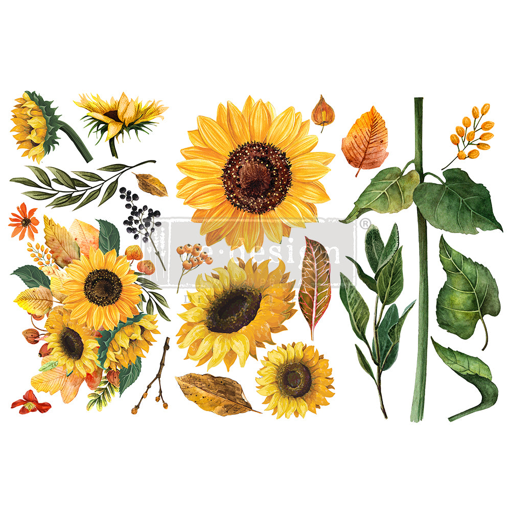 Sunflower Afternoon - Small Transfer - 6" x 12", 3 sheets