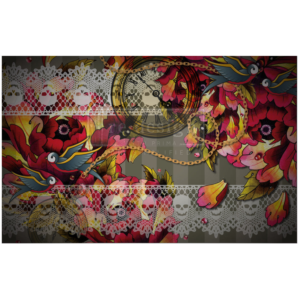 CeCe Retro Ink & Lace Decoupage Decor Tissue Paper