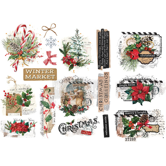 Xmas Tag - Small Transfer - 6" x 12", 3 sheets