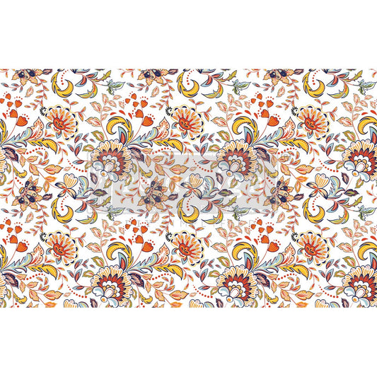 Tangerine Spring - Fiber Tissue Paper Decoupage - 1 sheet