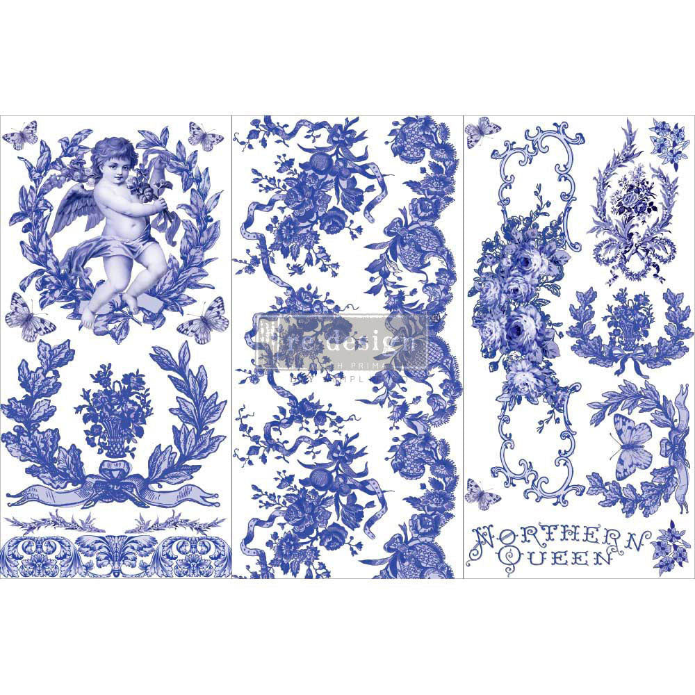 French Blue - Small Transfer - 6" x 12", 3 sheets