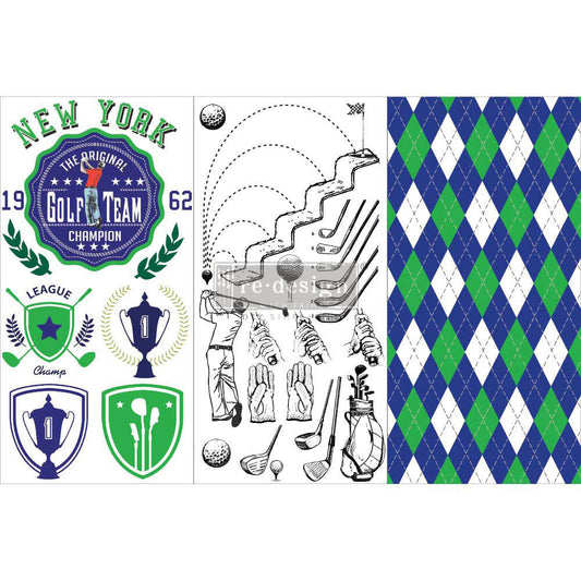 Golf Transfer - Small Transfer - 6" x 12", 3 sheets