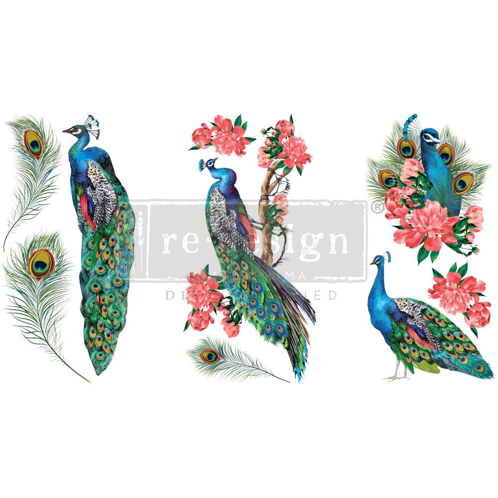 Royal Peacock - Small Transfer - 6" x 12", 3 sheets