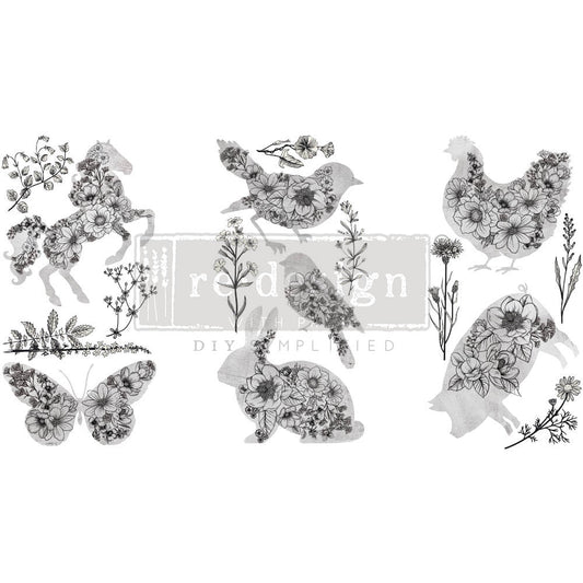 Scribbled Animals - Small Transfer - 6" x 12", 3 sheets