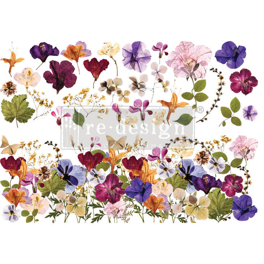 Pressed Flowers Decor Transfers® - total sheet size 24"x35", cut into 2 sheets