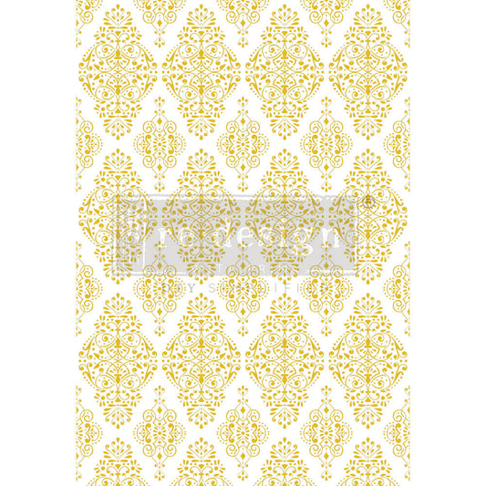 Kacha Gold Damask Decor Transfers® - total sheet size 24"x35", cut into 2 sheets