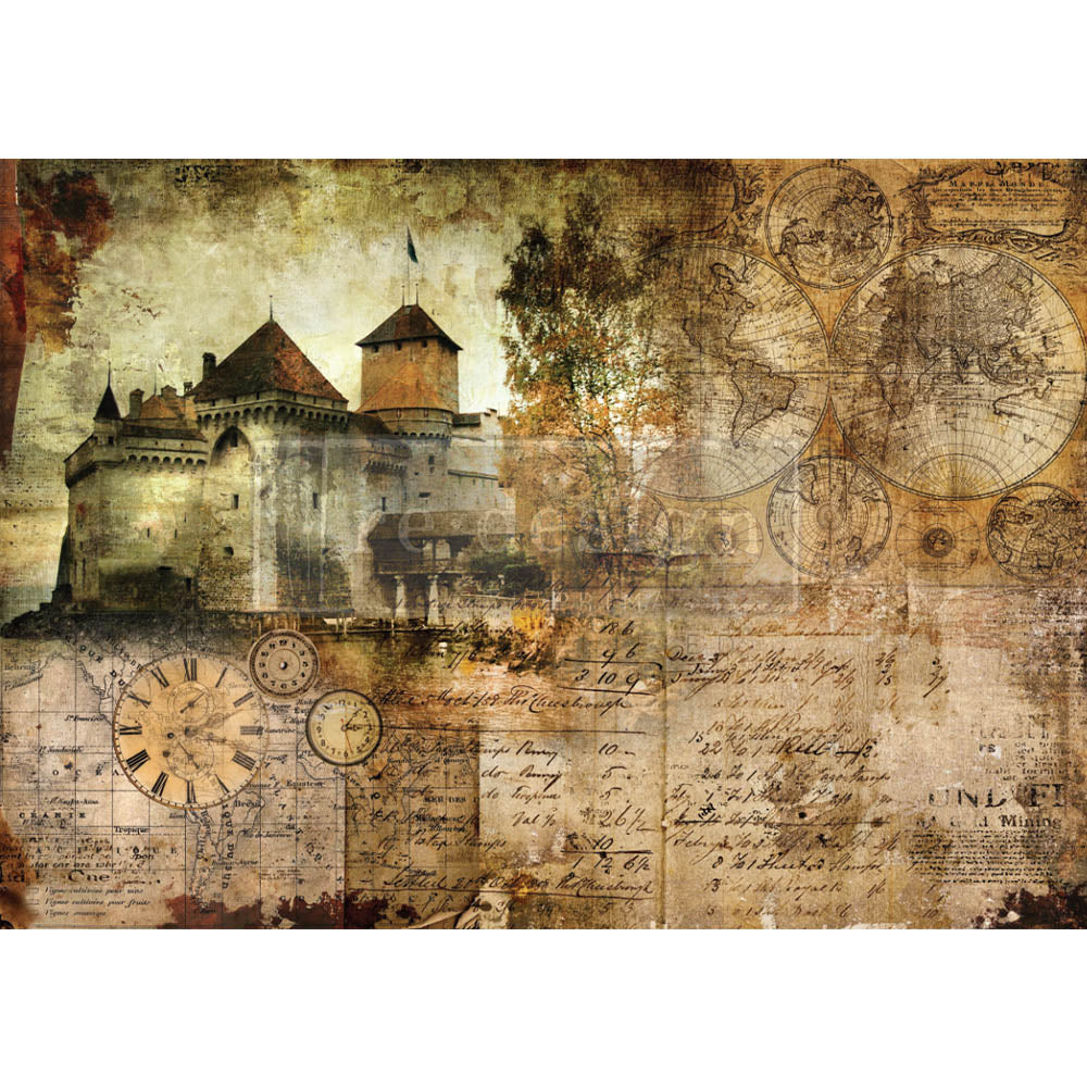 Hilltop Castle A1 Mulberry Rice Paper Decoupage