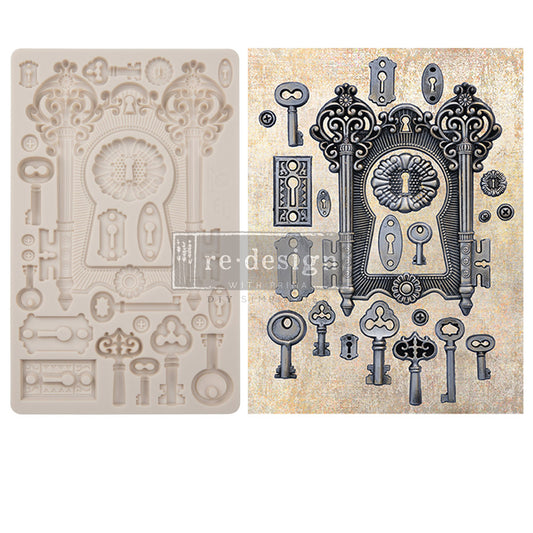 Locks and Keys Finnabair Decor Mould - 1 pc, 5"x10"x8mm