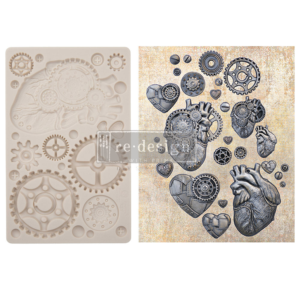 Steampunk Hearts Finnabair Decor Mould - 1 pc, 5"x10"x8mm