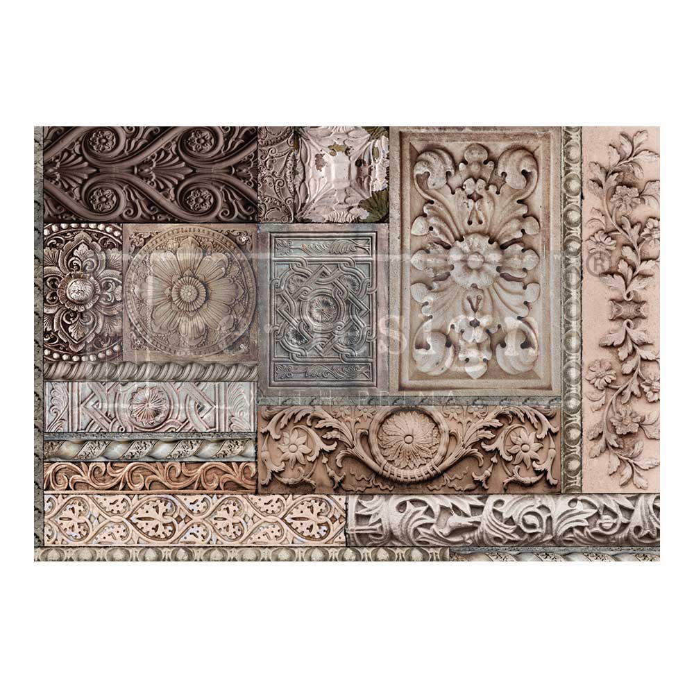 Carved Stonework - A1 Fiber Paper Decoupage