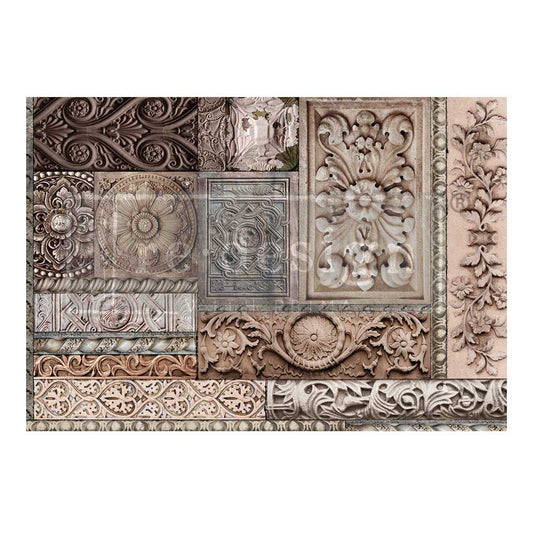 Carved Stonework - A1 Fiber Paper Decoupage