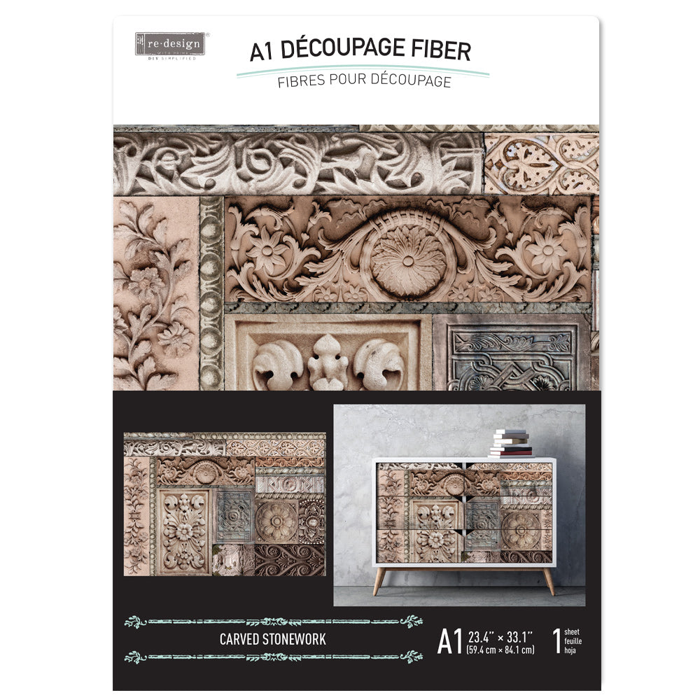 Carved Stonework - A1 Fiber Paper Decoupage