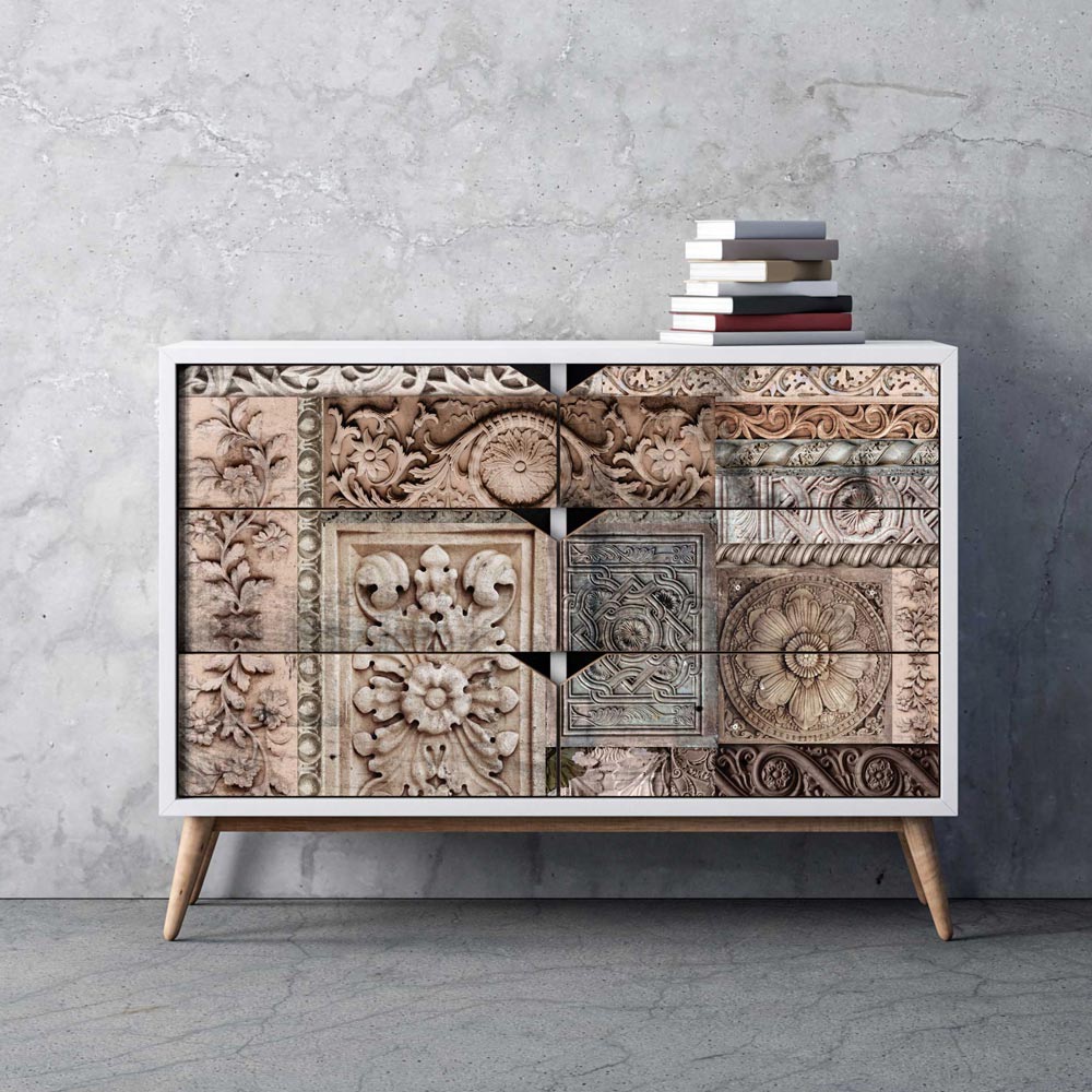 Carved Stonework - A1 Fiber Paper Decoupage