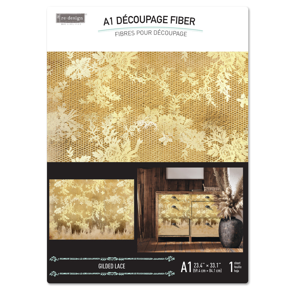 Gilded Lace - A1 Fiber Paper Decoupage