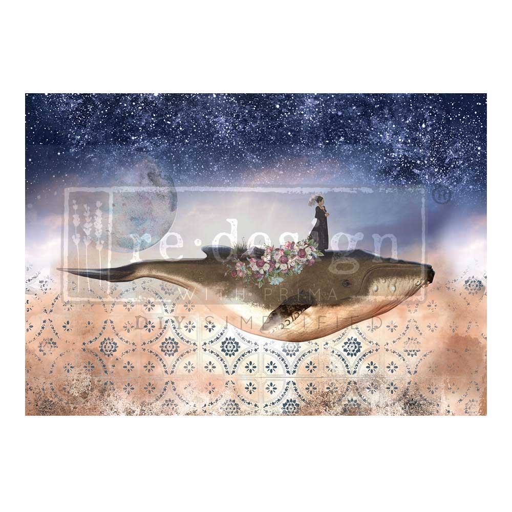Whale In Cosmos - A1 Fiber Paper Decoupage