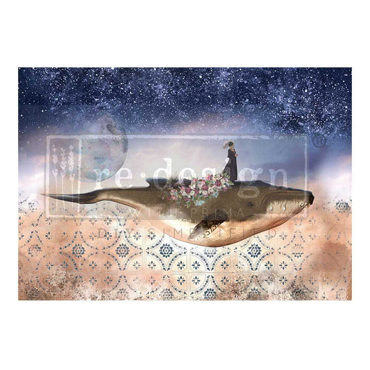 Whale In Cosmos - A1 Fiber Paper Decoupage