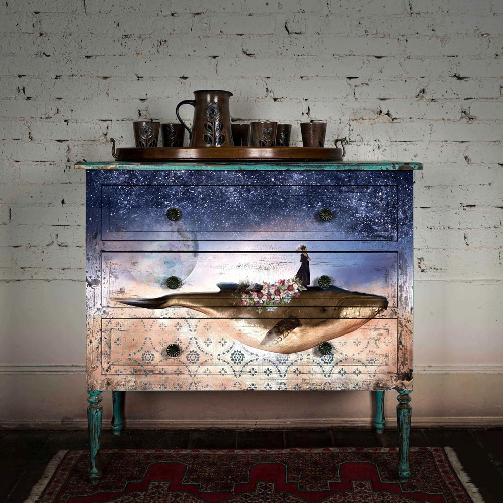 Whale In Cosmos - A1 Fiber Paper Decoupage