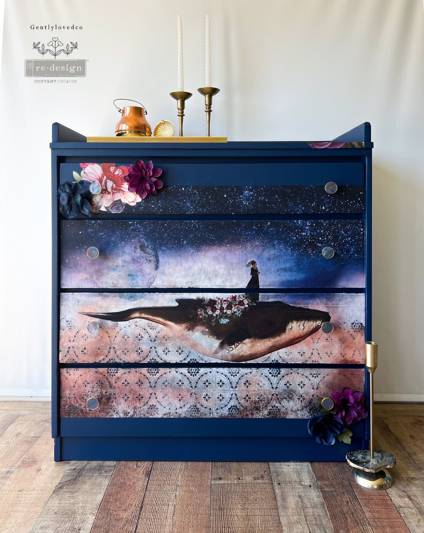 Whale In Cosmos - A1 Fiber Paper Decoupage