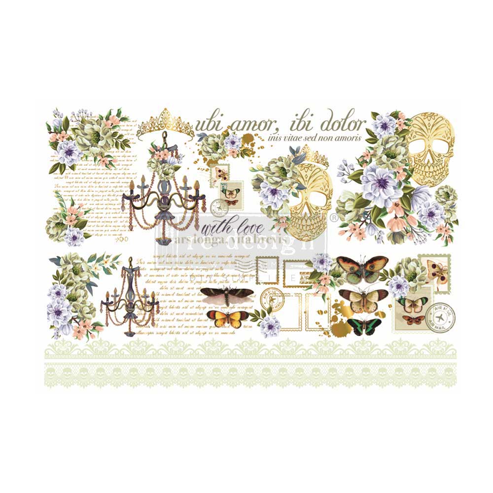 CeCe Decor Transfers® 24x35 - With Love Skully, cut into 2 sheets